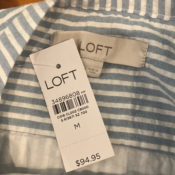 Ann Taylor Loft NWT midi dress long sleeve lightweight pinstripe seersucker - Picture 10 of 12
